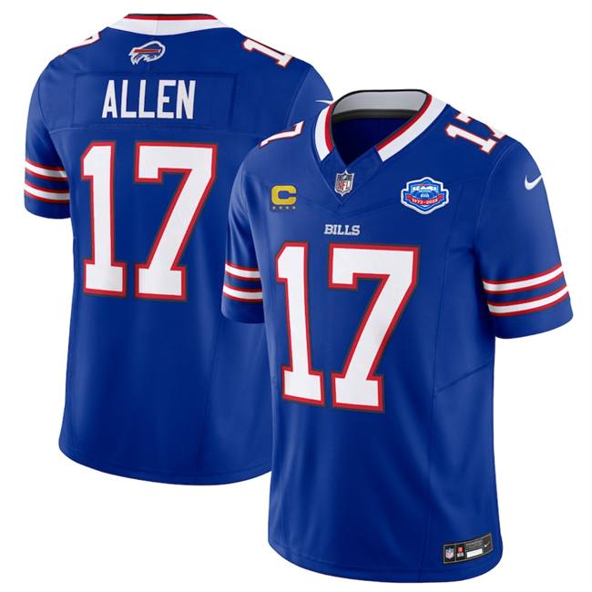Men's Buffalo Bills #17 Josh Allen Blue 2025 F.U.S.E. With Farewell Patch And 4-Star C Patch Vapor Untouchable Limited Stitched Football Jersey